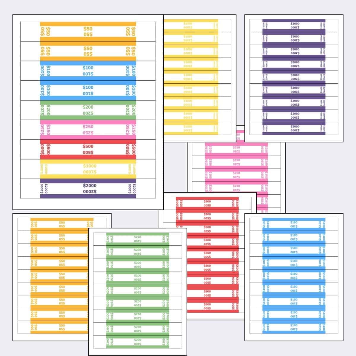 free printable money bands for organizing bills